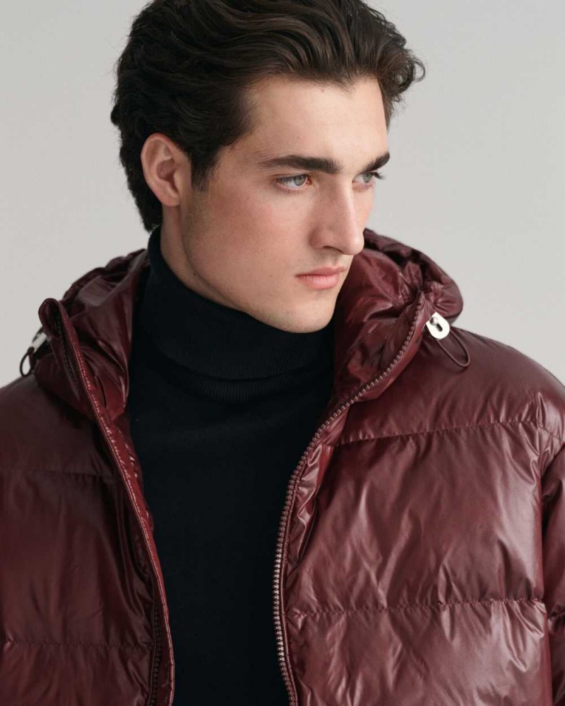 Gant Shiny Down Puffer Men's Jackets Dark Red Brown | WEIJS-4718