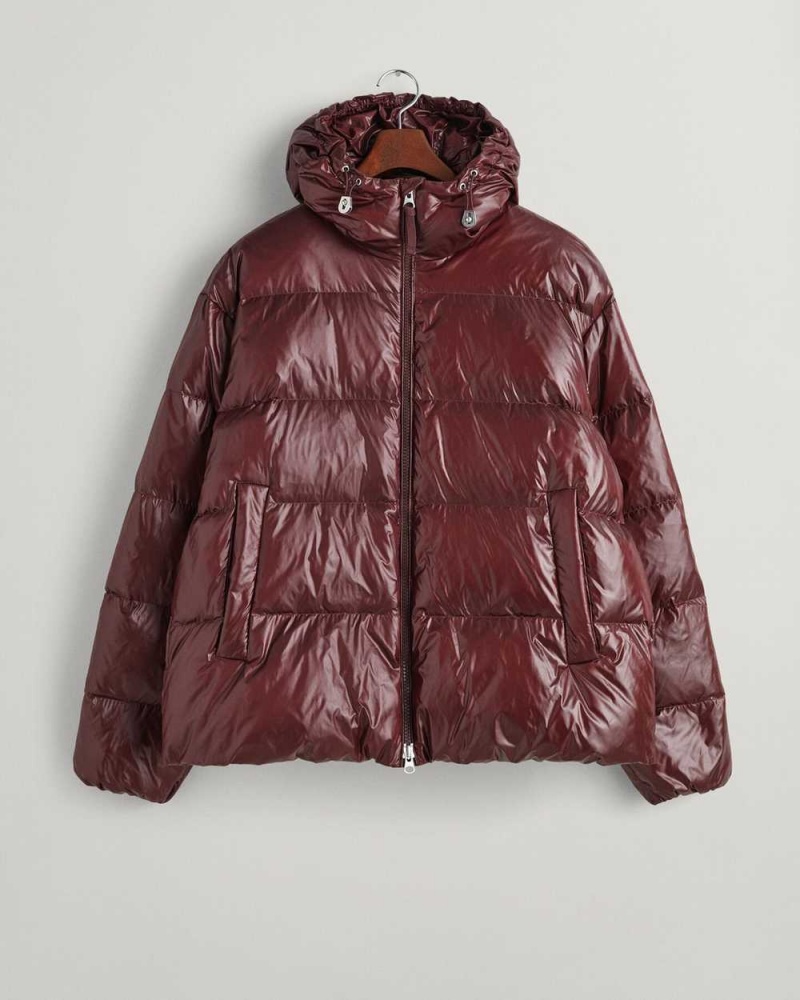 Gant Shiny Down Puffer Men's Jackets Dark Red Brown | WEIJS-4718