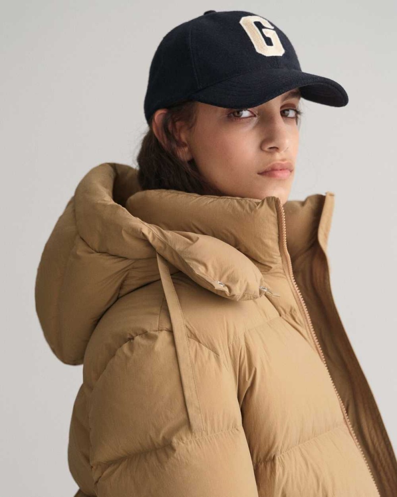 Gant Short Down Women's Jackets Warm Khaki | MGKID-1435