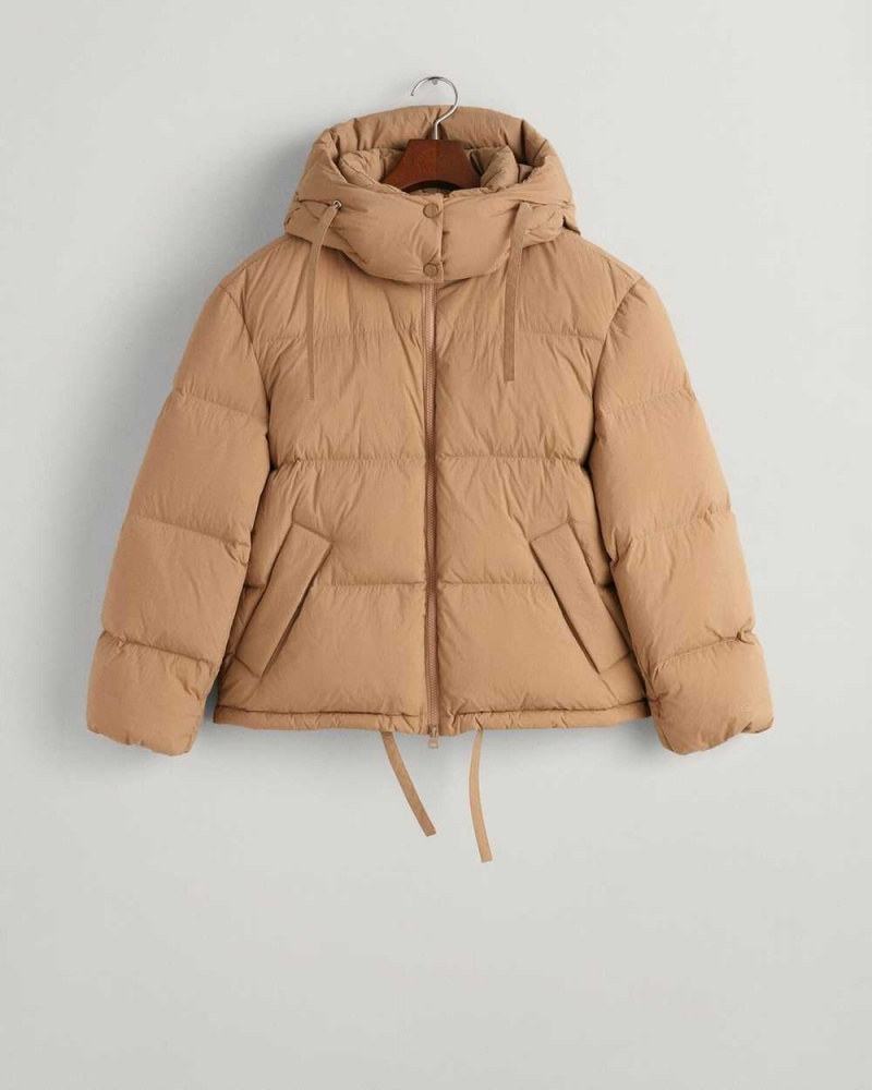 Gant Short Down Women's Jackets Warm Khaki | MGKID-1435