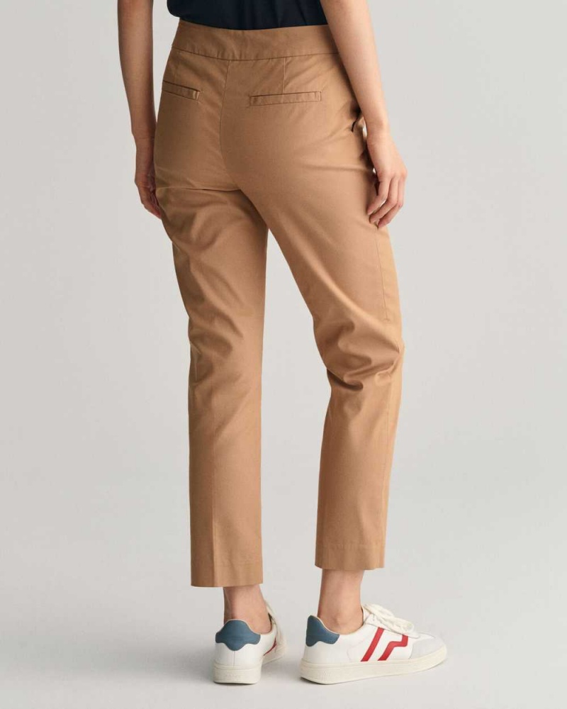 Gant Slim Cigarette Women's Pants Warm Khaki | BGAWH-1854