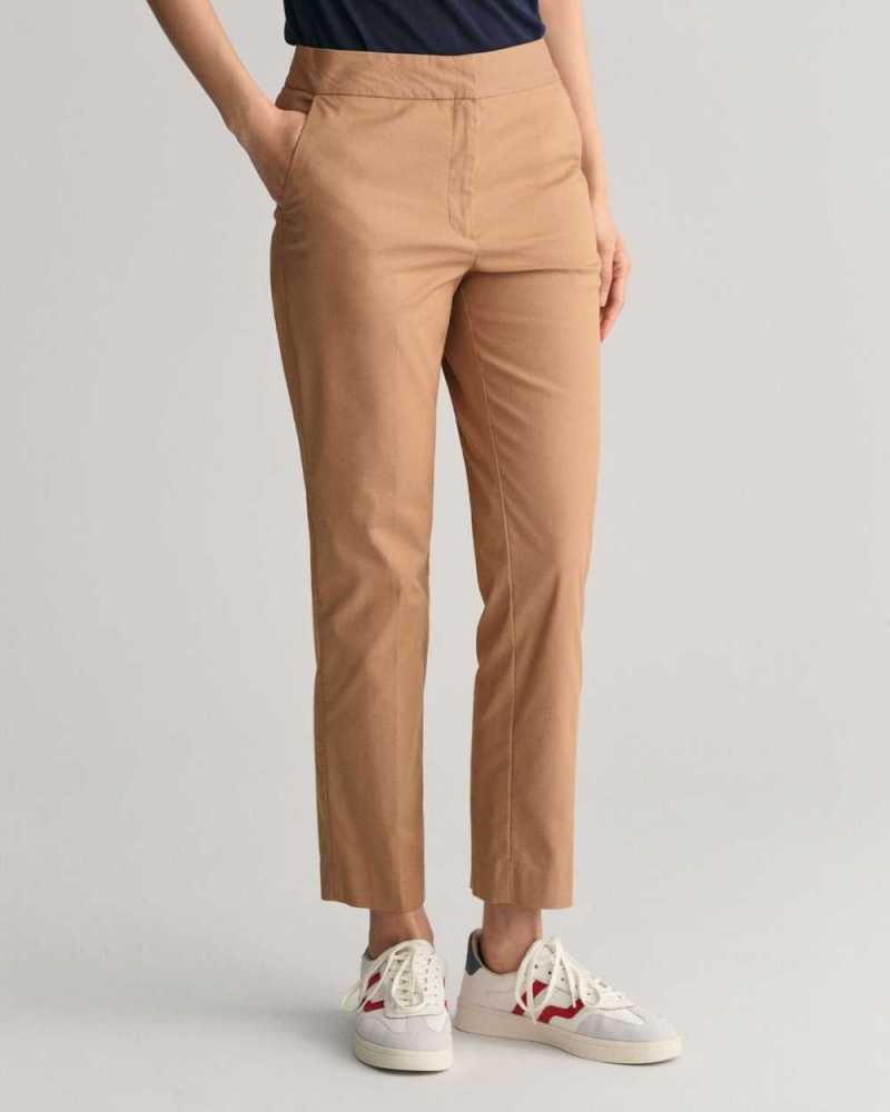 Gant Slim Cigarette Women's Pants Warm Khaki | BGAWH-1854