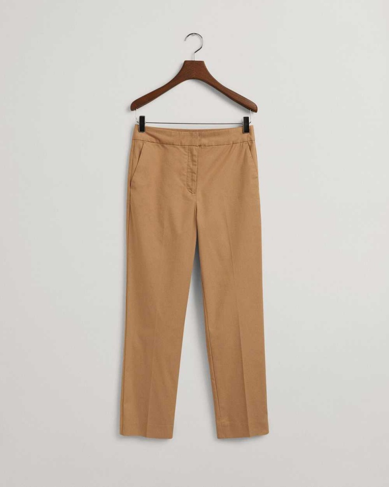 Gant Slim Cigarette Women's Pants Warm Khaki | BGAWH-1854