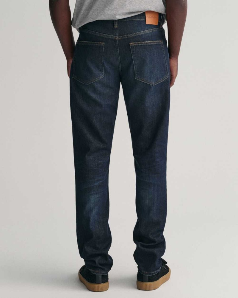 Gant Slim Fit Archive Wash Men's Jeans Dark Blue Archive | ZBPMQ-2846