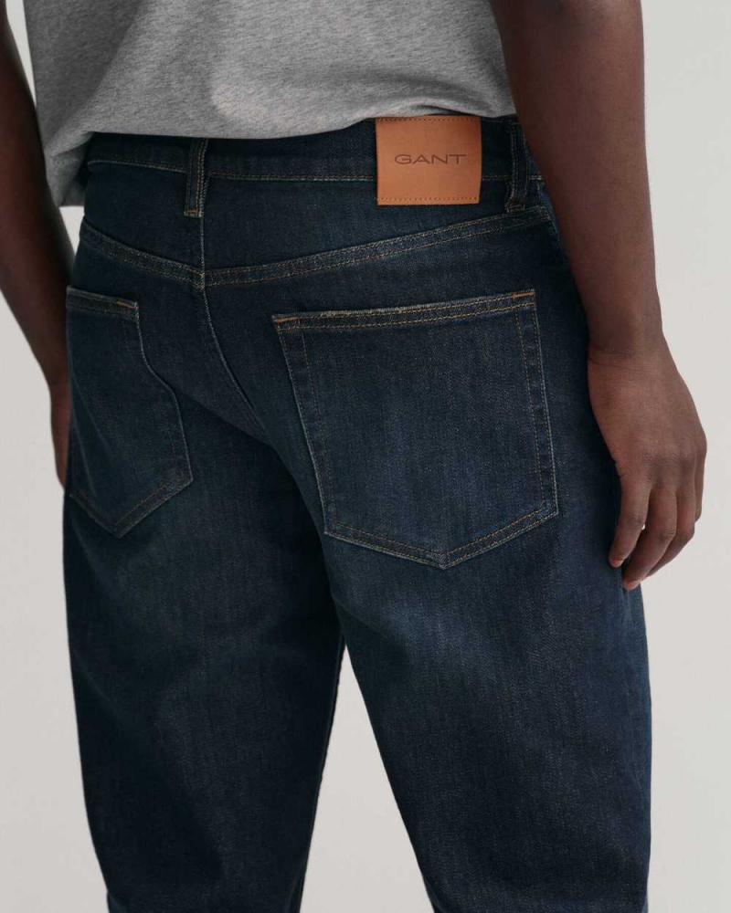 Gant Slim Fit Archive Wash Men's Jeans Dark Blue Archive | ZBPMQ-2846