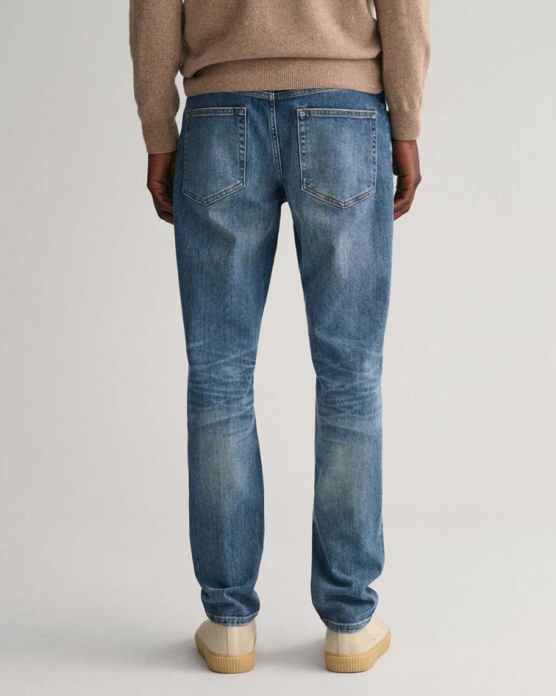 Gant Slim Fit Archive Wash Men's Jeans Semi Light Blue Archive | CGIYJ-4023