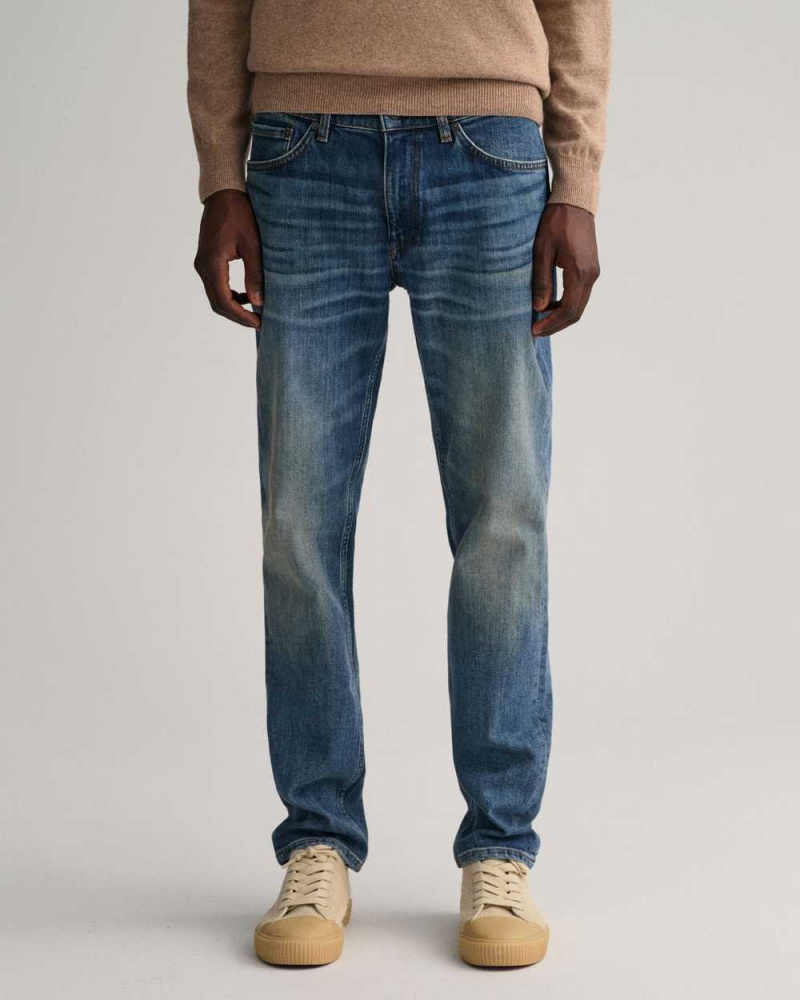 Gant Slim Fit Archive Wash Men's Jeans Semi Light Blue Archive | CGIYJ-4023