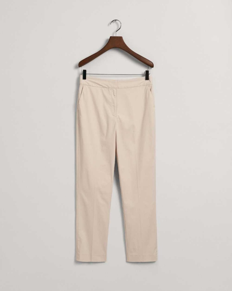 Gant Slim Fit Cigarette Women's Pants Light Gray Brown | EDWOT-0349