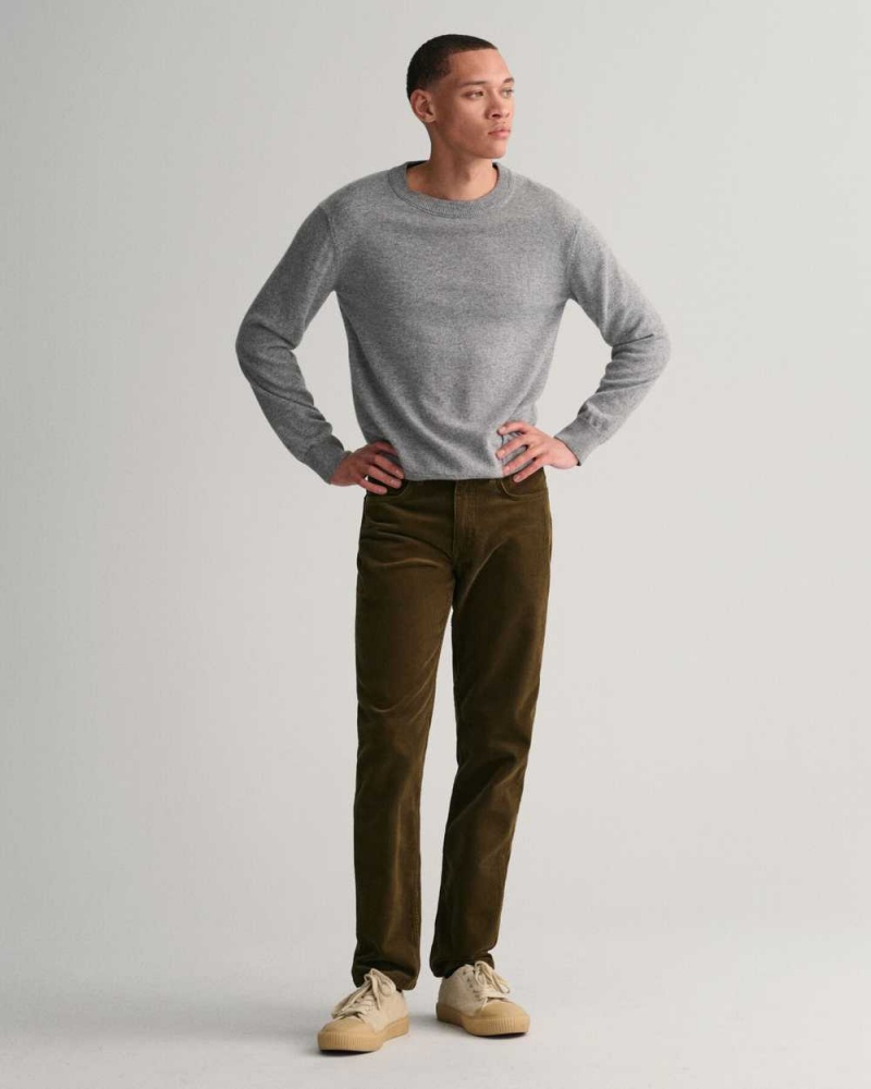 Gant Slim Fit Corduroy Men's Jeans Dark Cactus | SUDYJ-3815