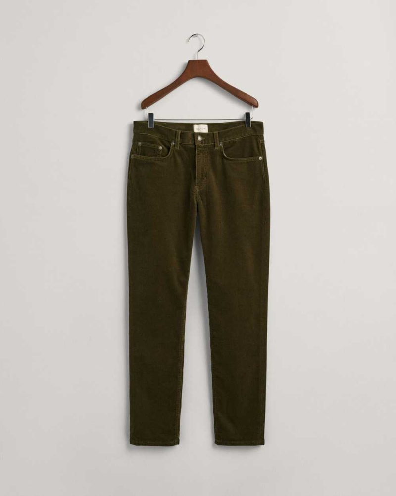 Gant Slim Fit Corduroy Men's Jeans Dark Cactus | SUDYJ-3815