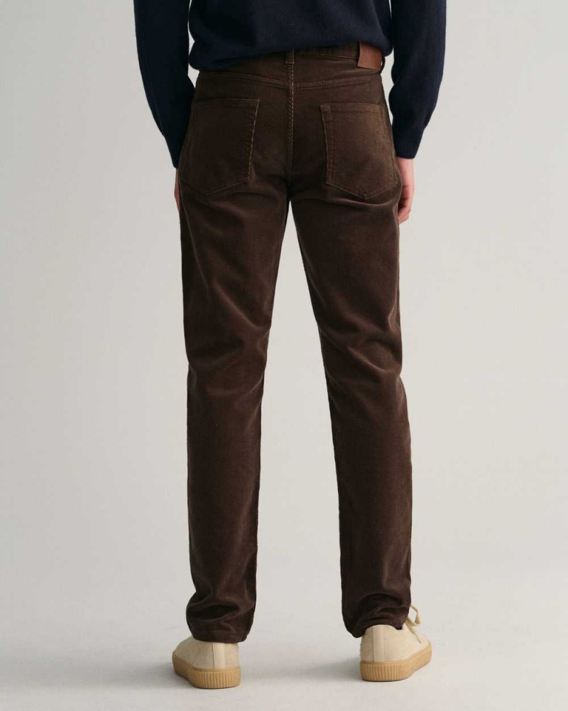 Gant Slim Fit Corduroy Men's Jeans Rich Brown | SYQVX-4896