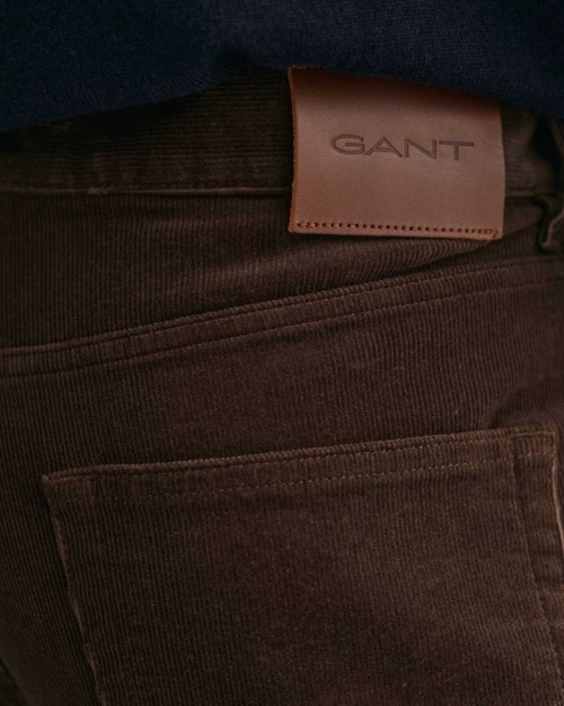 Gant Slim Fit Corduroy Men's Jeans Rich Brown | SYQVX-4896