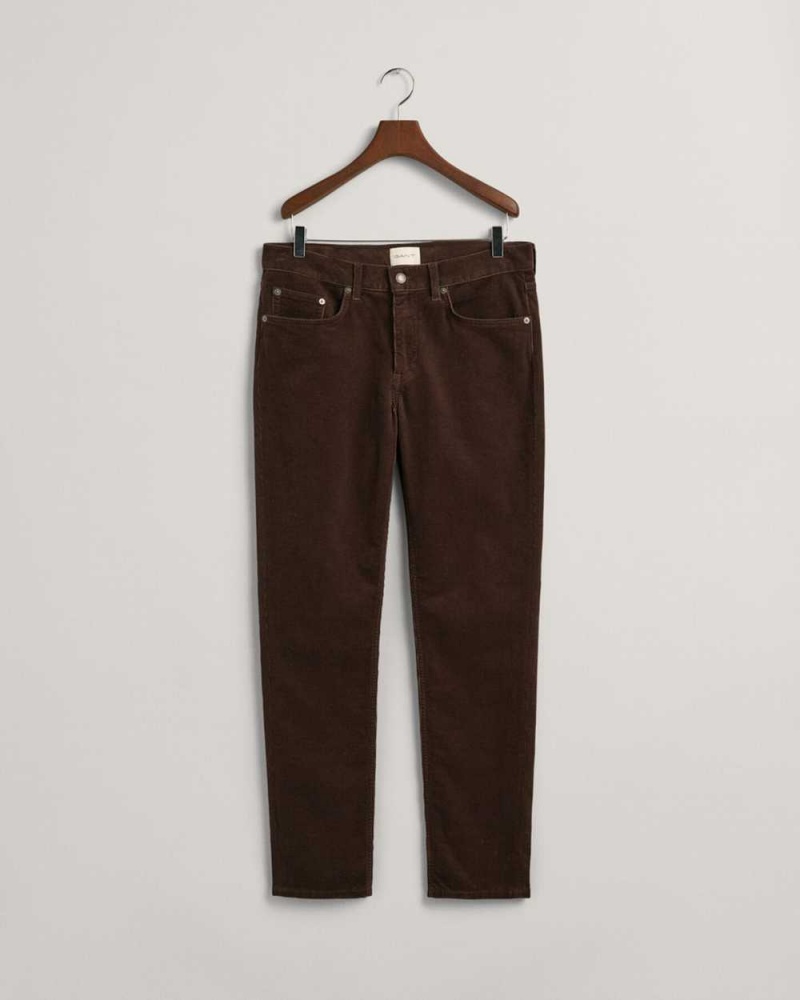 Gant Slim Fit Corduroy Men's Jeans Rich Brown | SYQVX-4896