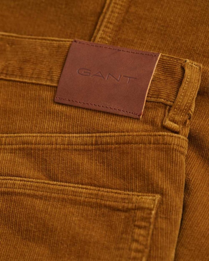 Gant Slim Fit Corduroy Men's Jeans Woody Brown | VHSMK-8041