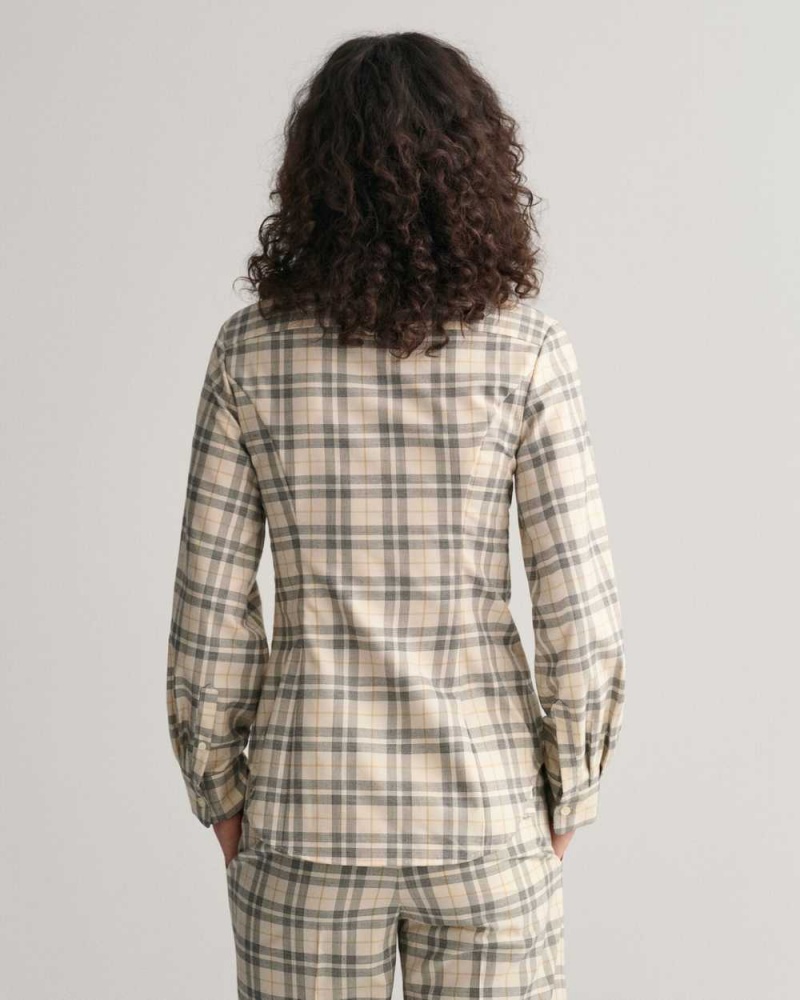 Gant Slim Fit Dart Checked Women's Shirts Linen | NJPDO-3806