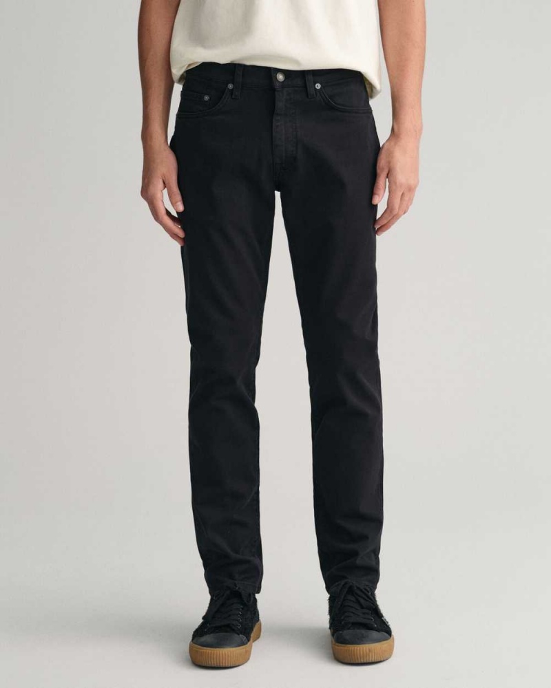 Gant Slim Fit Desert Men's Jeans Black | CHDAM-0673