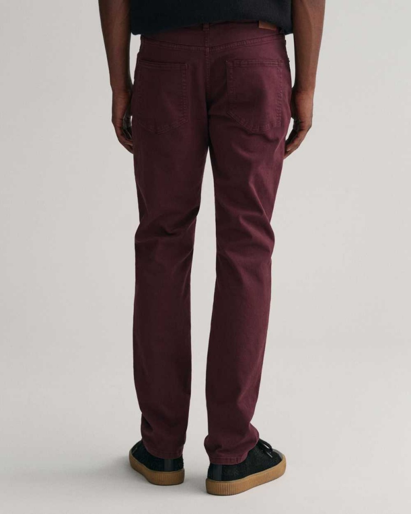 Gant Slim Fit Desert Men's Jeans Dark Red Brown | UDFAE-0978