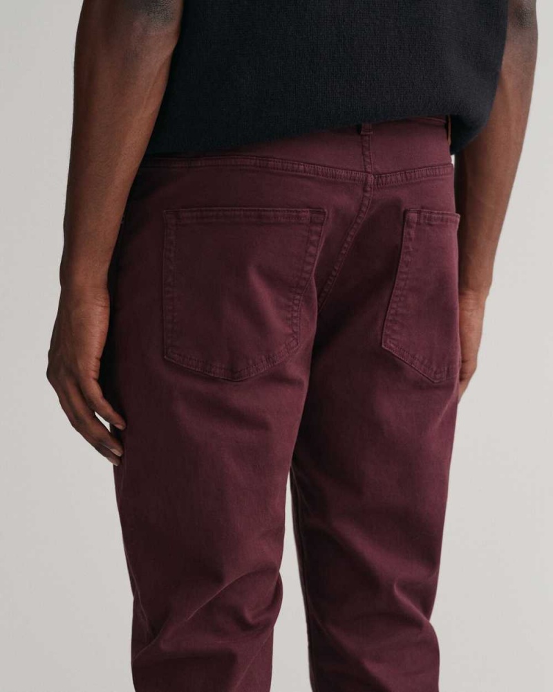 Gant Slim Fit Desert Men's Jeans Dark Red Brown | UDFAE-0978