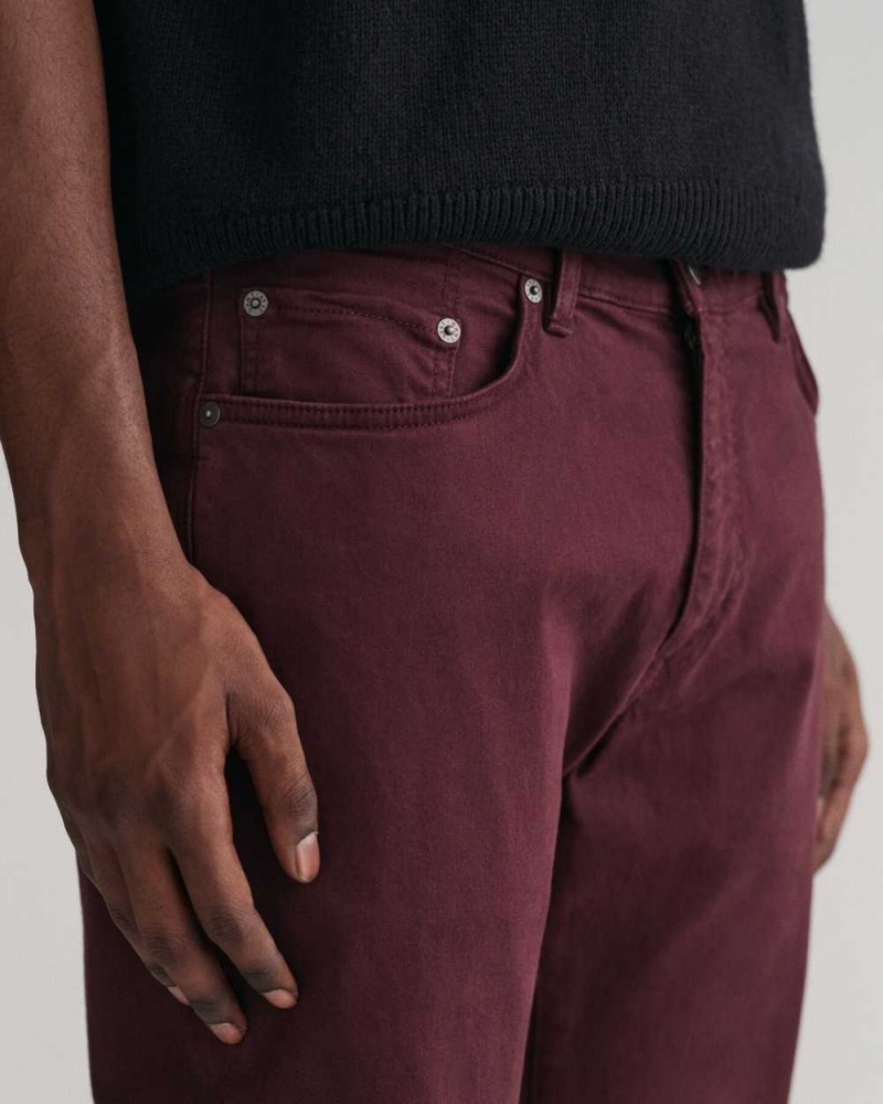 Gant Slim Fit Desert Men's Jeans Dark Red Brown | UDFAE-0978