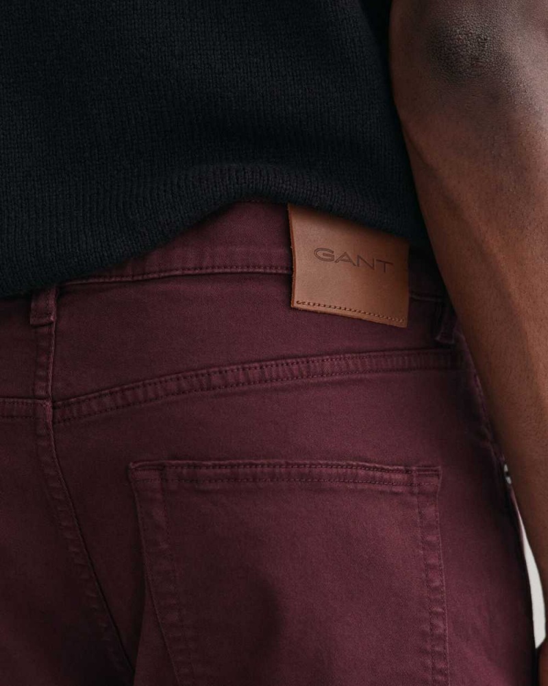 Gant Slim Fit Desert Men's Jeans Dark Red Brown | UDFAE-0978