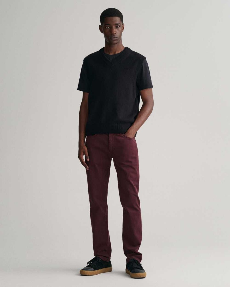 Gant Slim Fit Desert Men's Jeans Dark Red Brown | UDFAE-0978