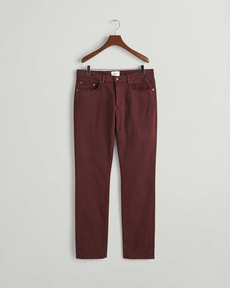 Gant Slim Fit Desert Men's Jeans Dark Red Brown | UDFAE-0978