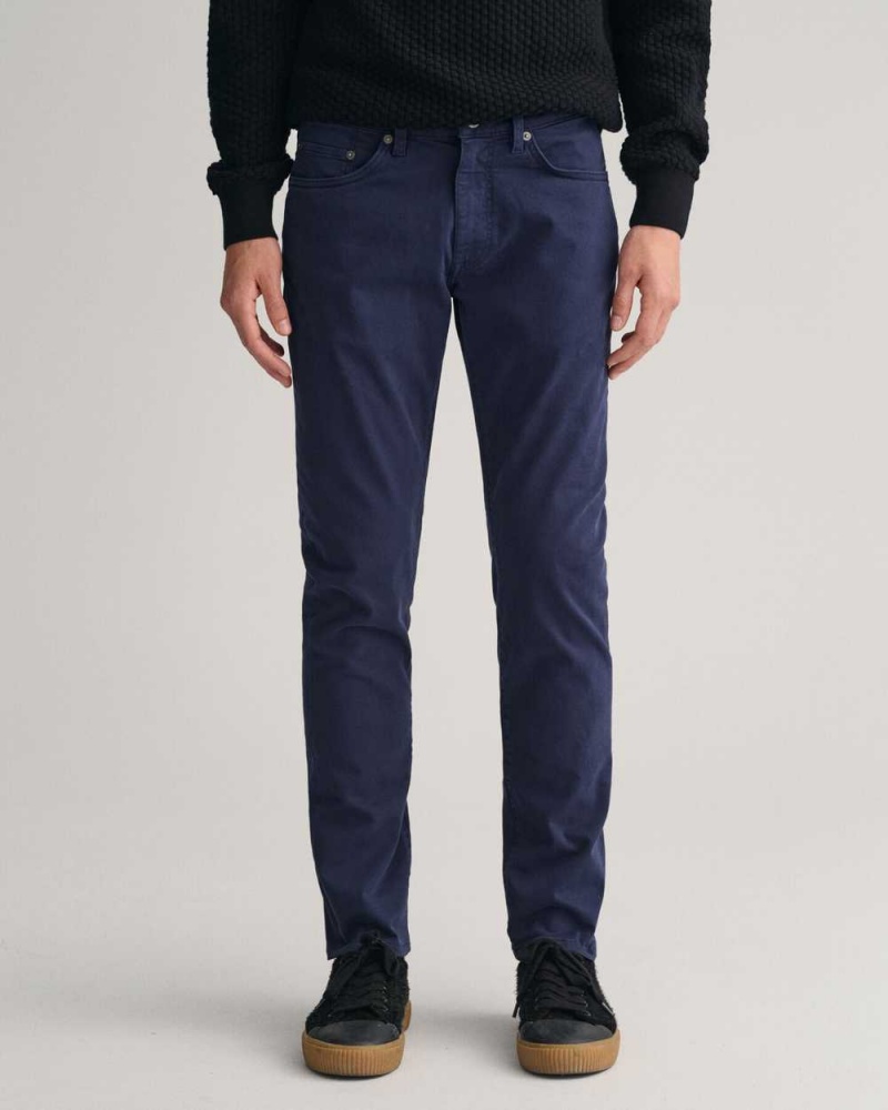 Gant Slim Fit Desert Men's Jeans Marine | DPTXL-4986