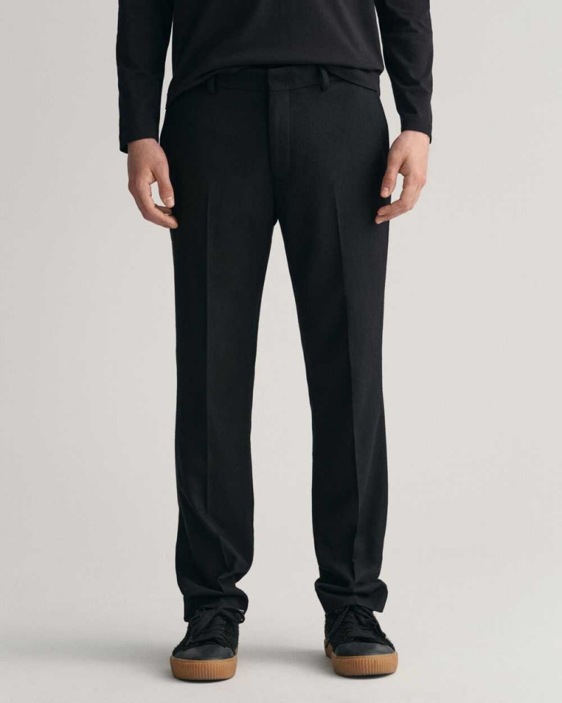 Gant Slim Fit Flannel Men's Pants Black | VFLSU-4820