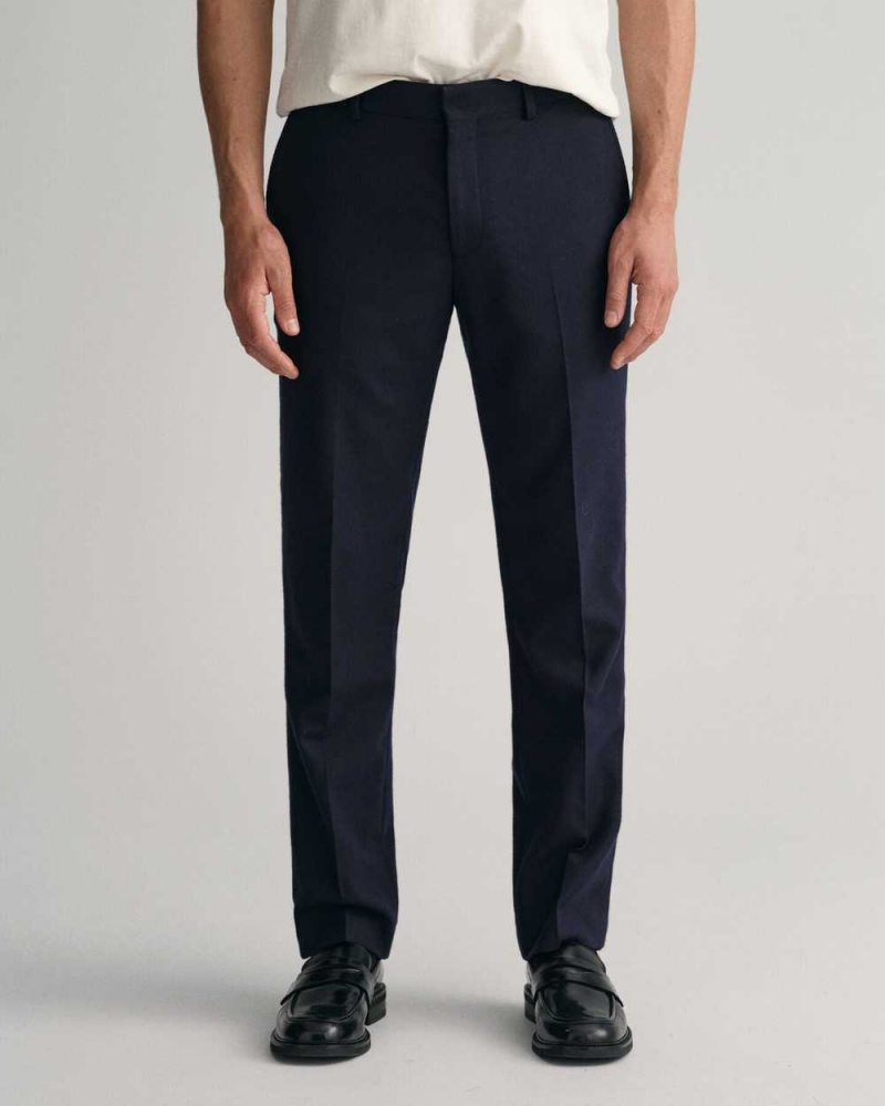 Gant Slim Fit Flannel Men's Pants Evening Blue | OGIKF-6047