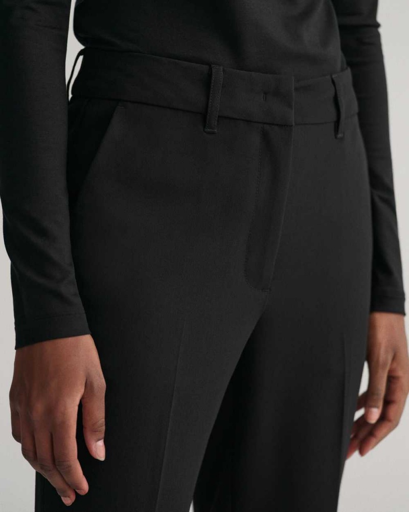 Gant Slim Fit Flared Women's Pants Ebony Black | WQPTN-0762