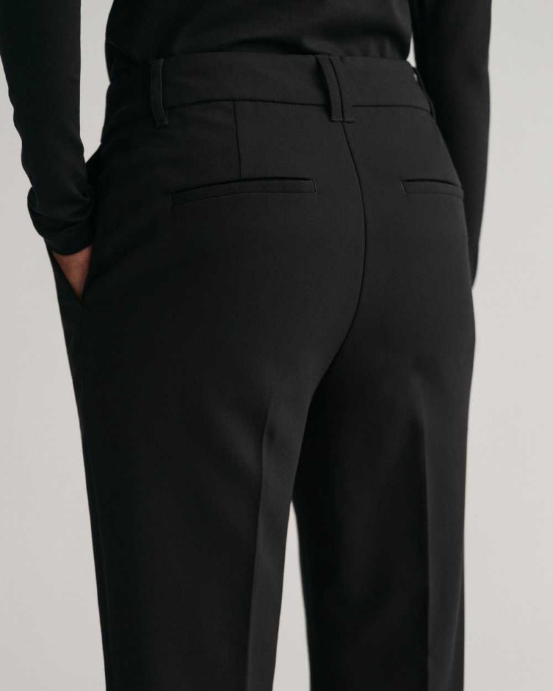 Gant Slim Fit Flared Women's Pants Ebony Black | WQPTN-0762