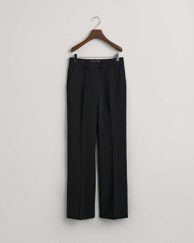 Gant Slim Fit Flared Women's Pants Ebony Black | WQPTN-0762