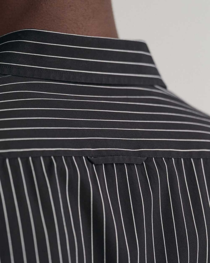 Gant Slim Fit Formal Pinstriped Men's Shirts Black | CEOVQ-7091