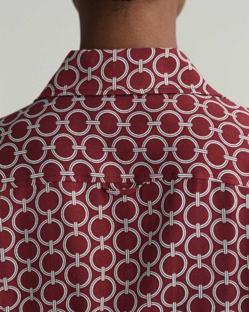 Gant Slim Fit Geometric Shirt Women's Dress Plumped Red | GJURQ-7046