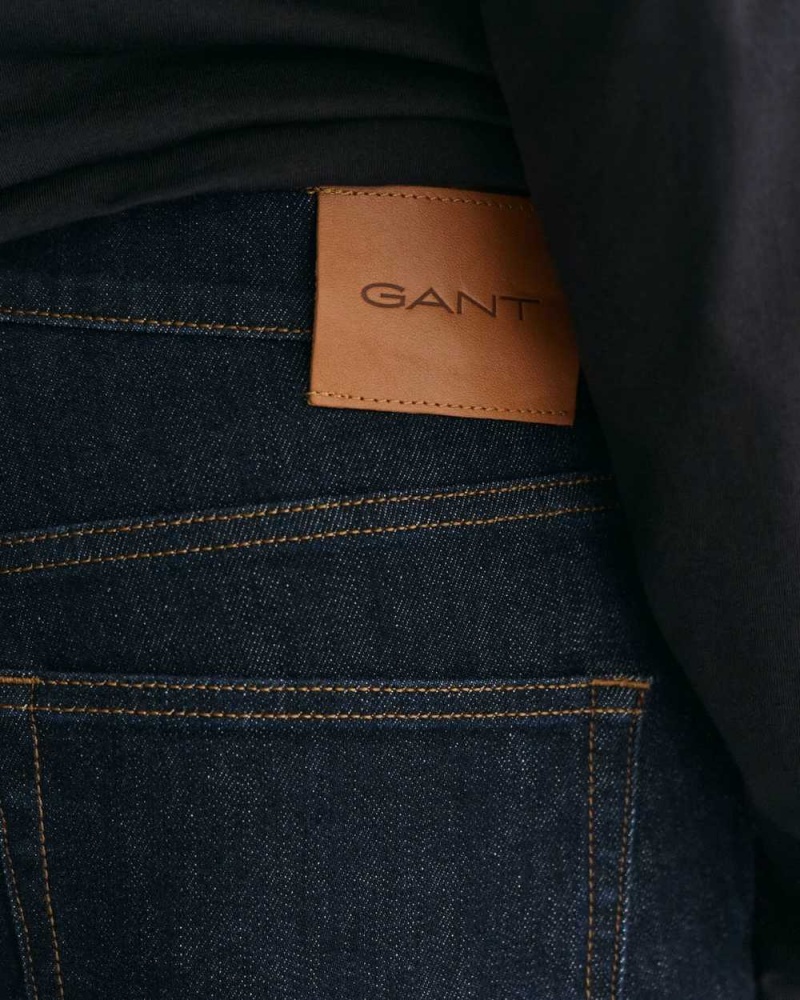 Gant Slim Fit Men's Jeans Dark Blue | CQXVG-5173