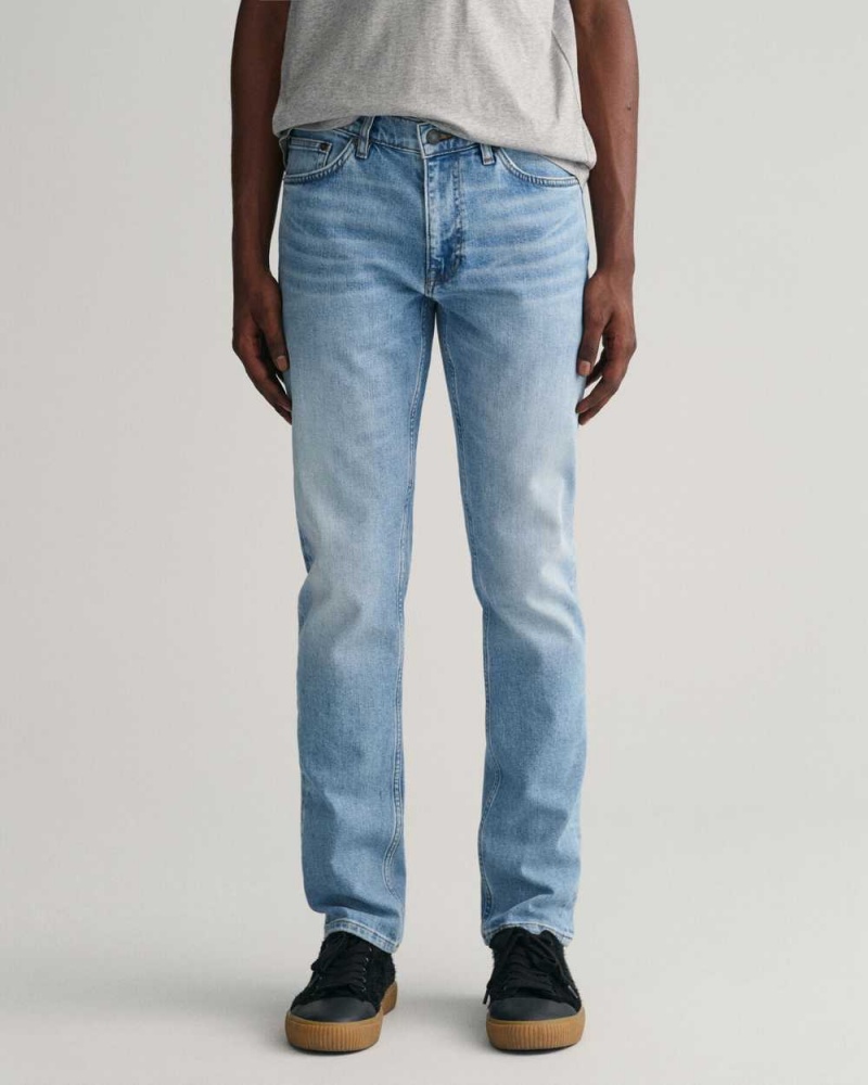 Gant Slim Fit Men's Jeans Light Blue Vintage | OHCST-3579