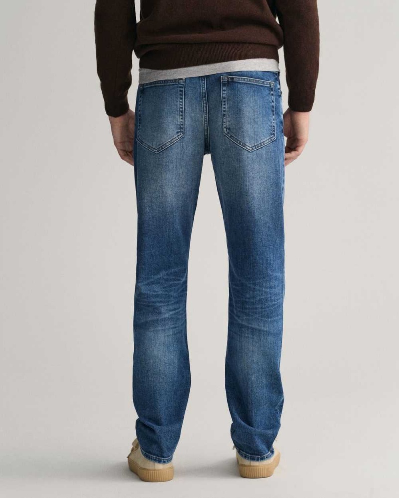 Gant Slim Fit Men's Jeans Mid Blue Vintage | UZWHG-7341