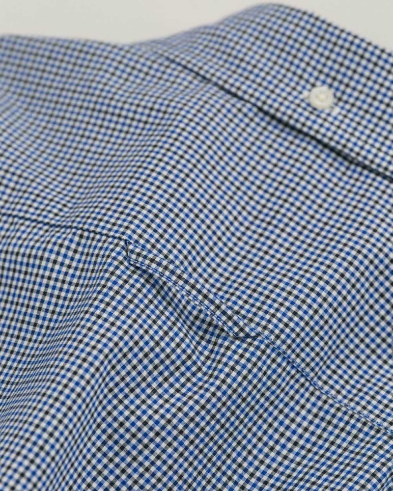 Gant Slim Fit Micro Checked Poplin Men's Shirts College Blue | IVQEK-5017