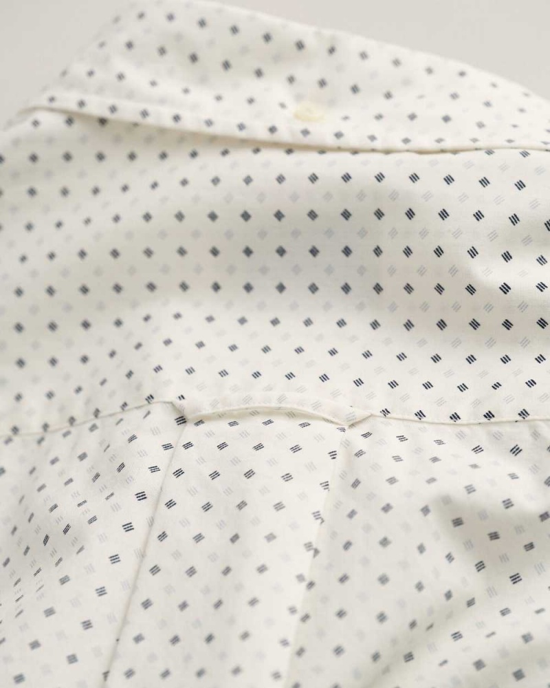 Gant Slim Fit Micro Print Men's Shirts Beige White | IUYSG-7250