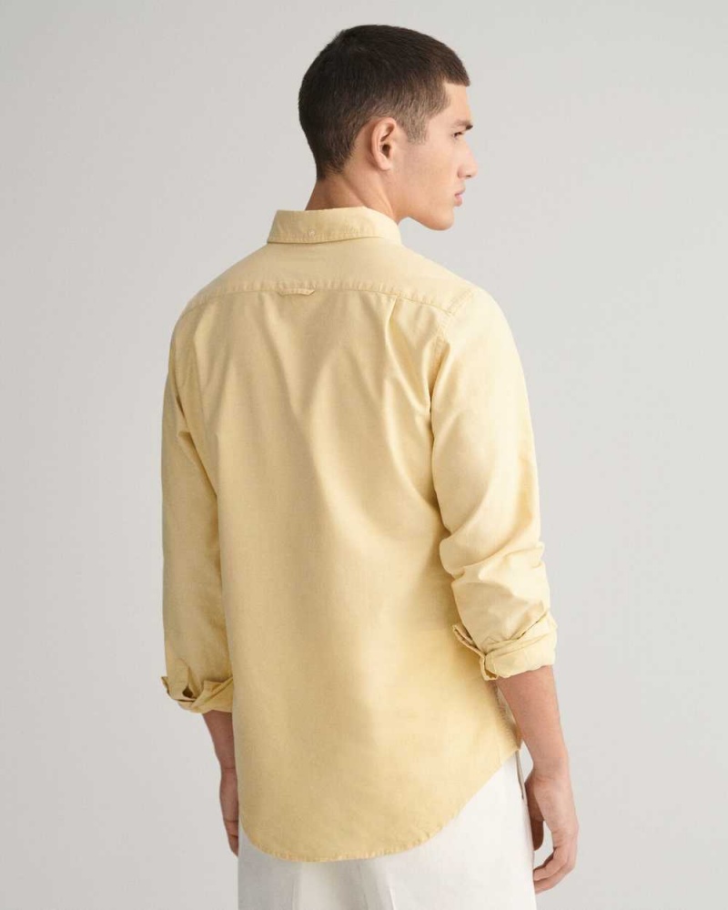 Gant Slim Fit Oxford Men's Shirts Parchment Yellow | WYRMC-9028