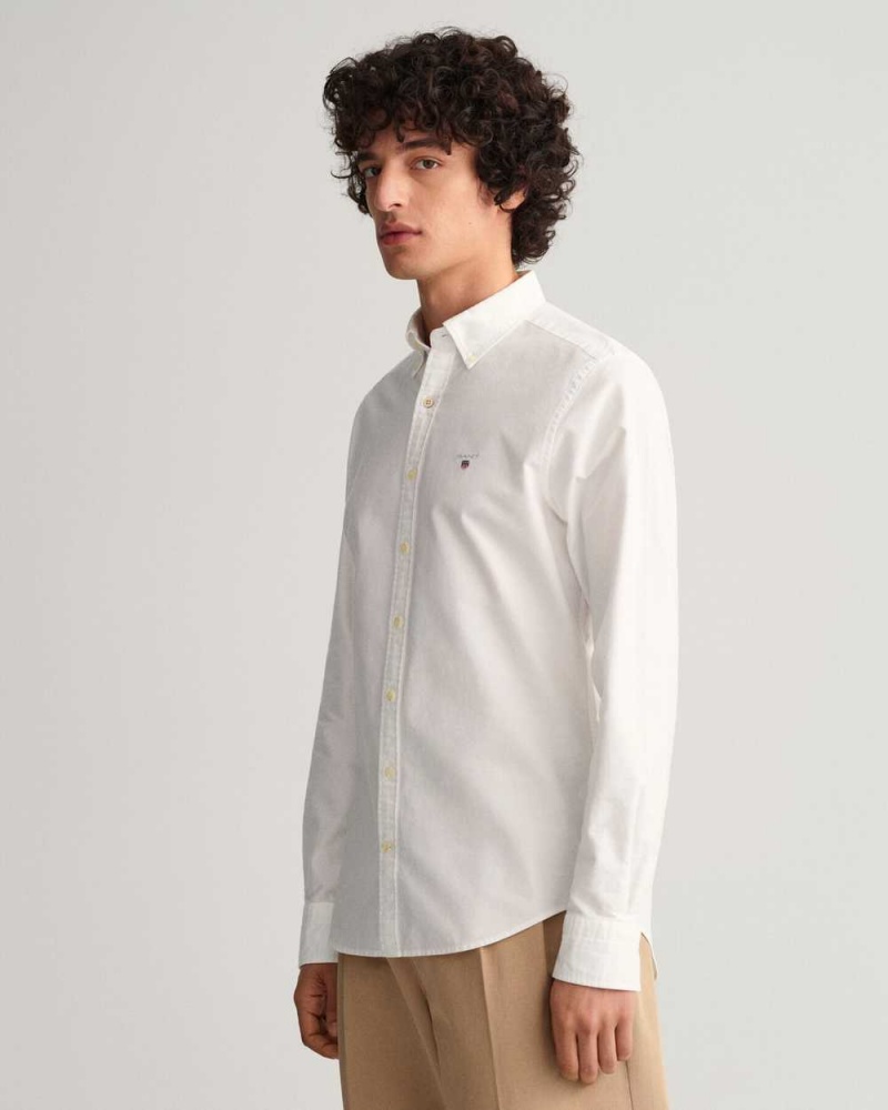 Gant Slim Fit Oxford Men's Shirts White | CORUL-0517