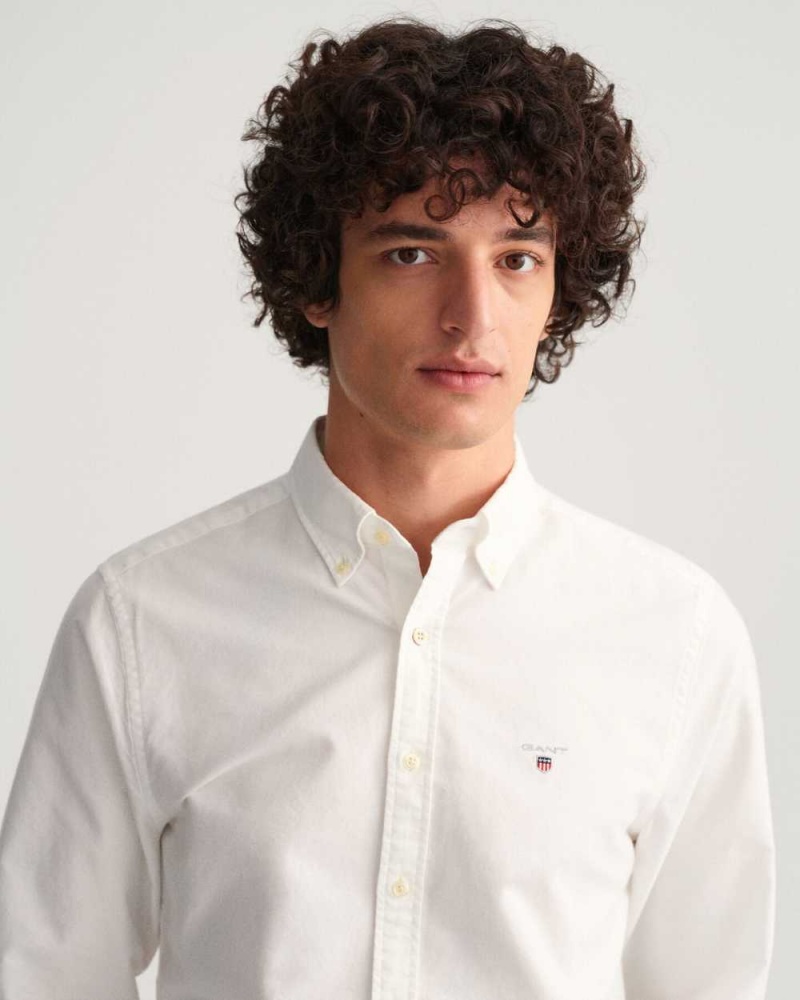 Gant Slim Fit Oxford Men's Shirts White | CORUL-0517