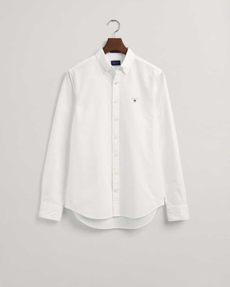 Gant Slim Fit Oxford Men's Shirts White | CORUL-0517