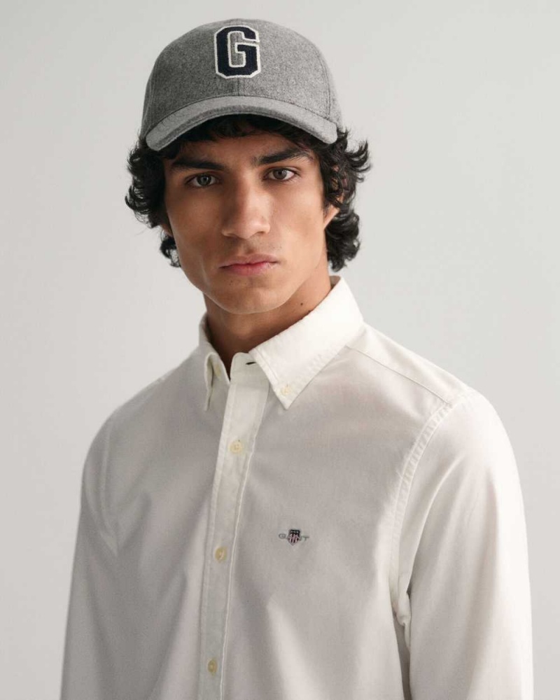 Gant Slim Fit Oxford Men's Shirts White | LKXMB-4705