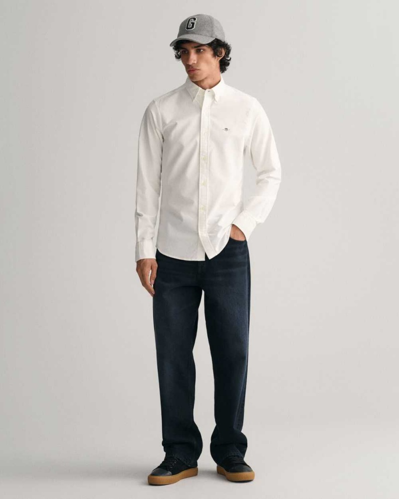 Gant Slim Fit Oxford Men's Shirts White | LKXMB-4705