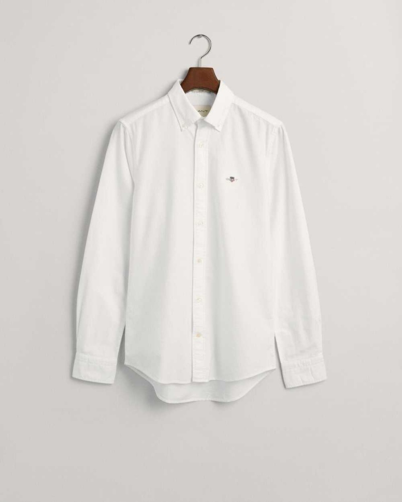 Gant Slim Fit Oxford Men's Shirts White | LKXMB-4705