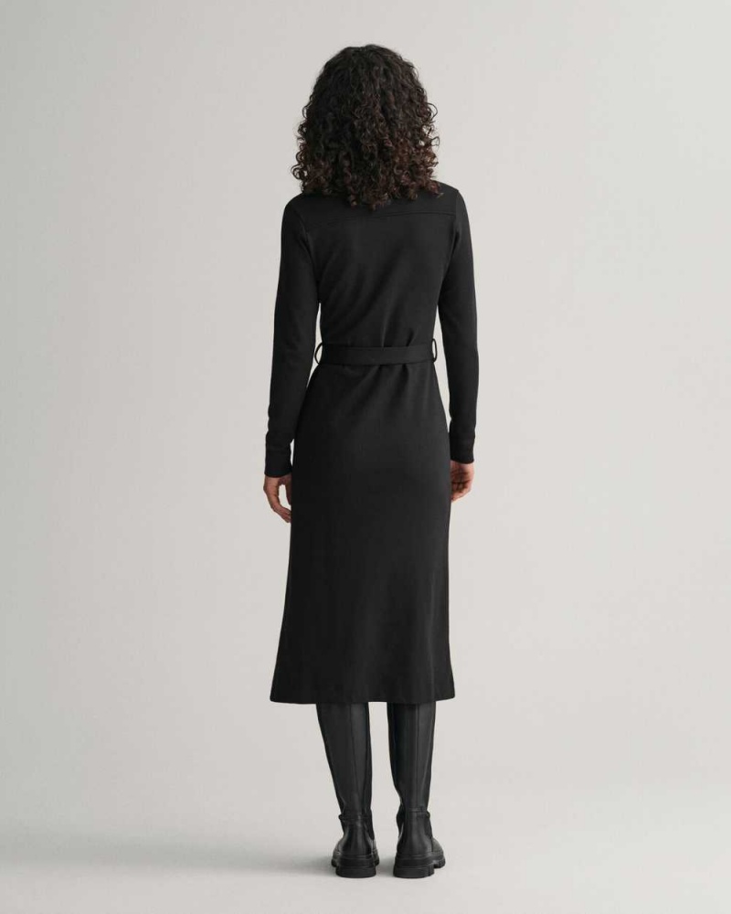 Gant Slim Fit Polo Jersey Women's Dress Ebony Black | RHDLX-6037