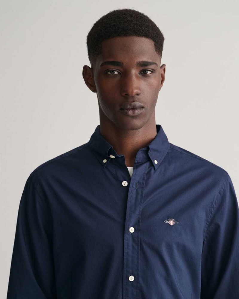 Gant Slim Fit Poplin Men's Shirts Marine | IWSRF-6027