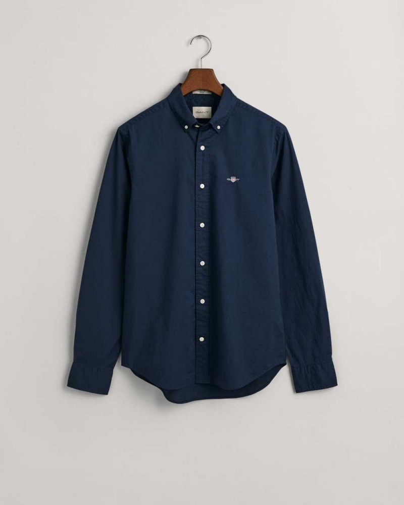 Gant Slim Fit Poplin Men's Shirts Marine | IWSRF-6027