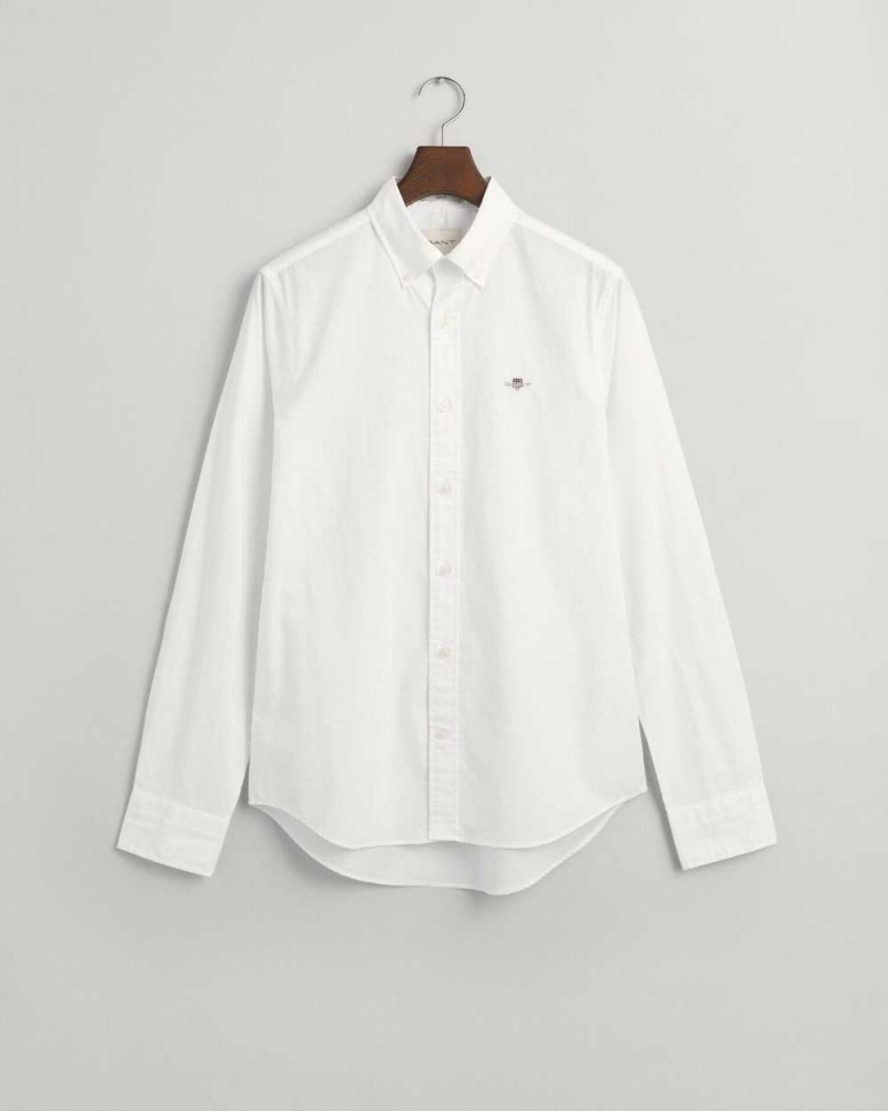 Gant Slim Fit Poplin Men's Shirts White | RNTSK-2407